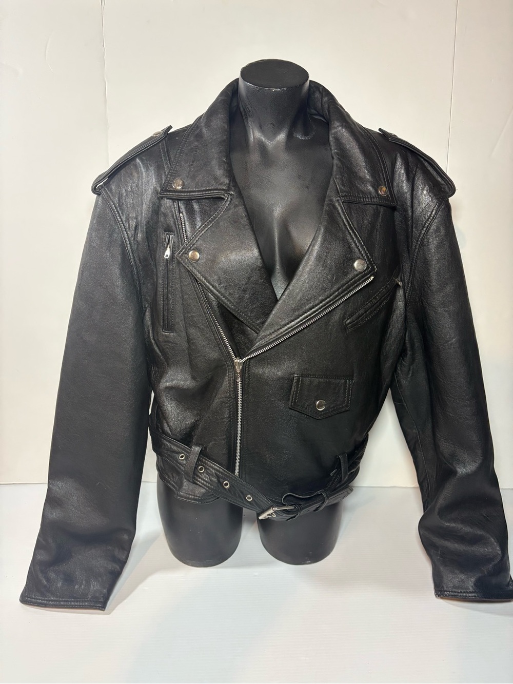 Vintage Cosa Nova Black Leather Biker Jacket XL | Oversized Double Rider Moto